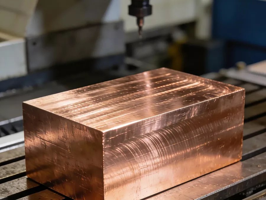 Easy-to-Machine Metals for CNC Machining 1 A CNC milling machine is machining a brass workpiece; the cutting tool, metal chips, and machined surface are visible in the view.