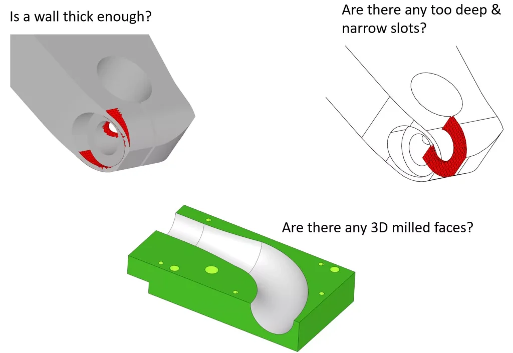 How to Design Parts for CNC Machining: Complete DFM Guidelines for Engineers 3 CNC machining DFM design guide showing wall thickness, internal corner radius, holes, threads, pockets, and tolerance considerations for manufacturable parts.