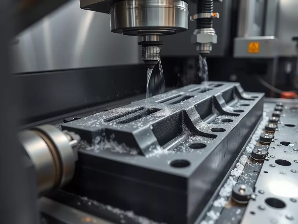 CNC Metal Materials: Types, Properties, Applications & Machining Overview 1 A CNC machining center is machining a precision metal part.